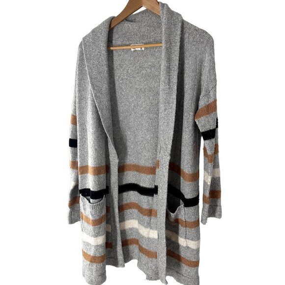 Market & Spruce Grey Open Front Color Block Oversized Cardigan Size L - Picture 1 of 9